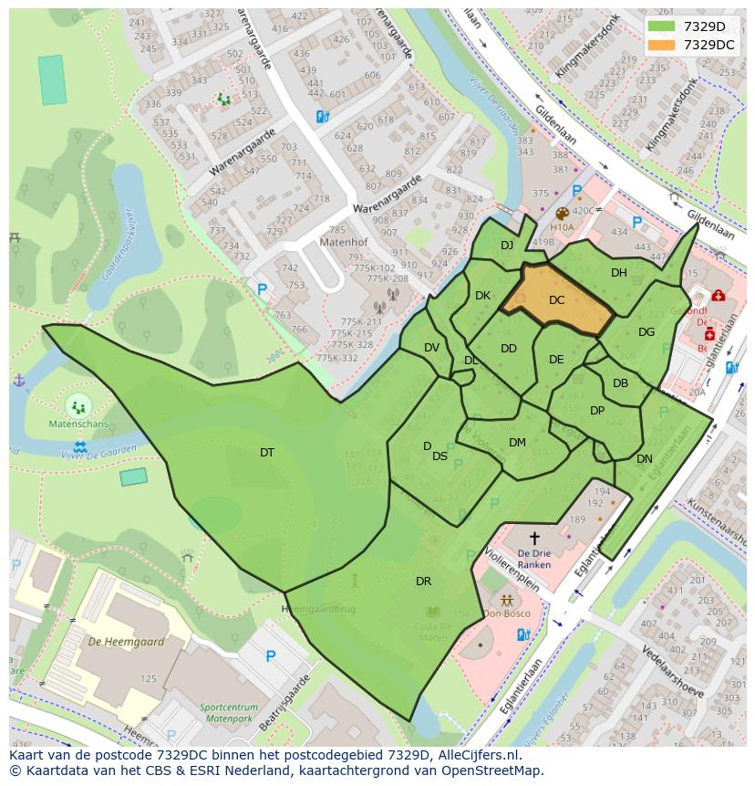 Afbeelding van het postcodegebied 7329 DC op de kaart.