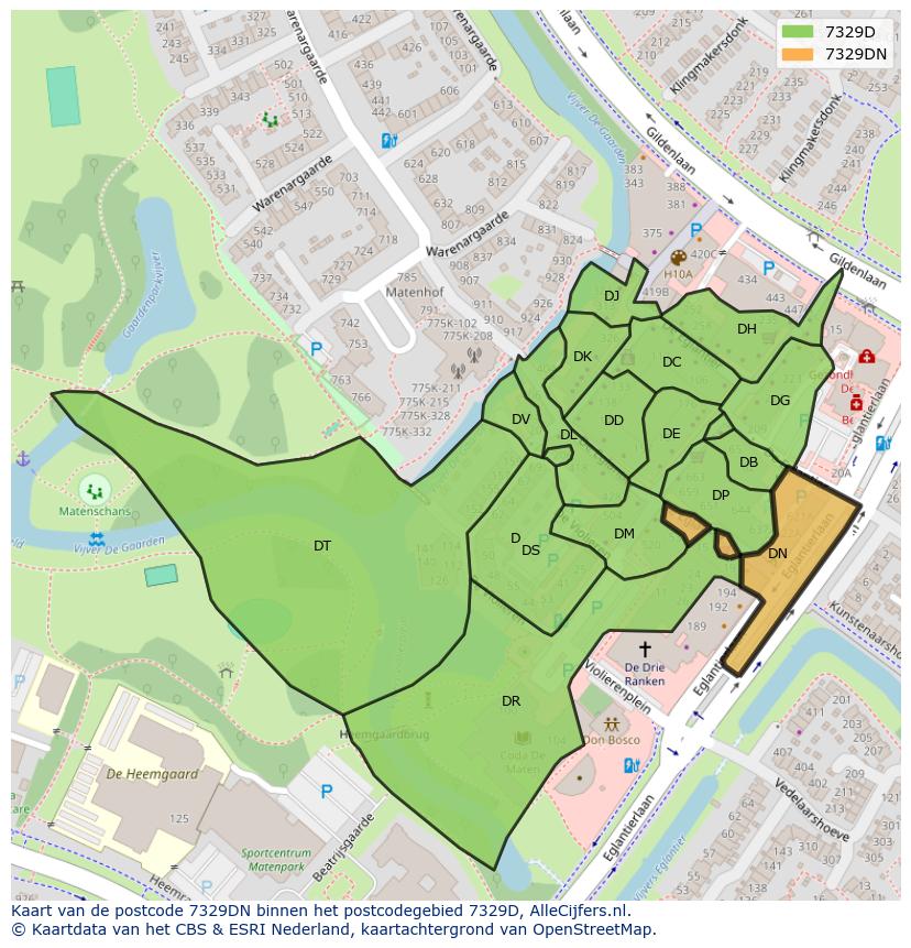 Afbeelding van het postcodegebied 7329 DN op de kaart.