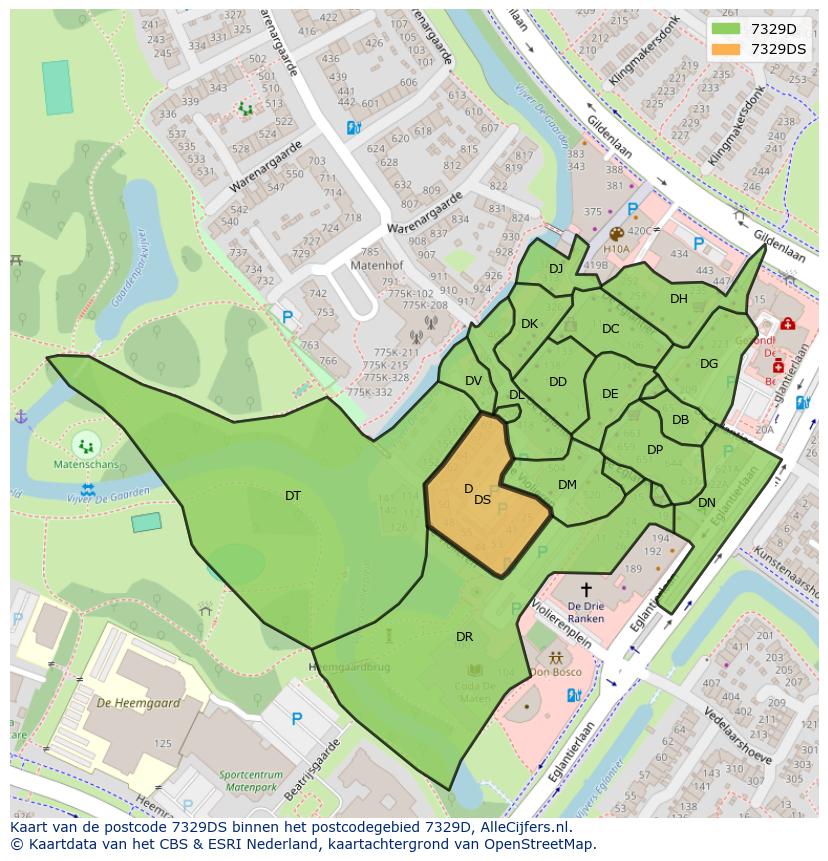 Afbeelding van het postcodegebied 7329 DS op de kaart.