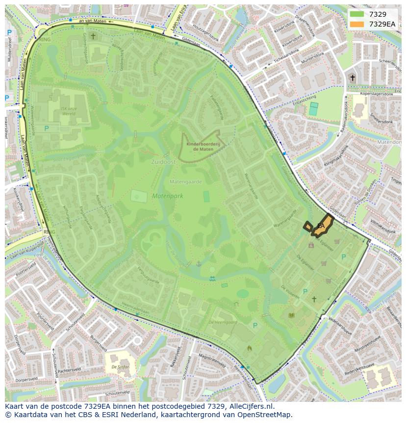 Afbeelding van het postcodegebied 7329 EA op de kaart.