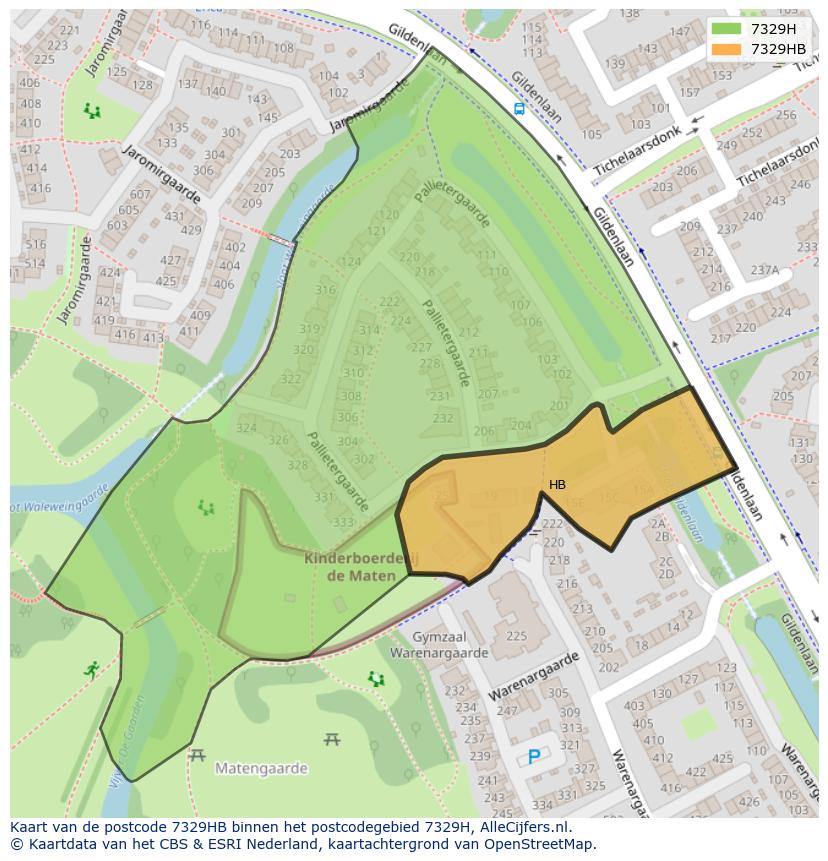 Afbeelding van het postcodegebied 7329 HB op de kaart.