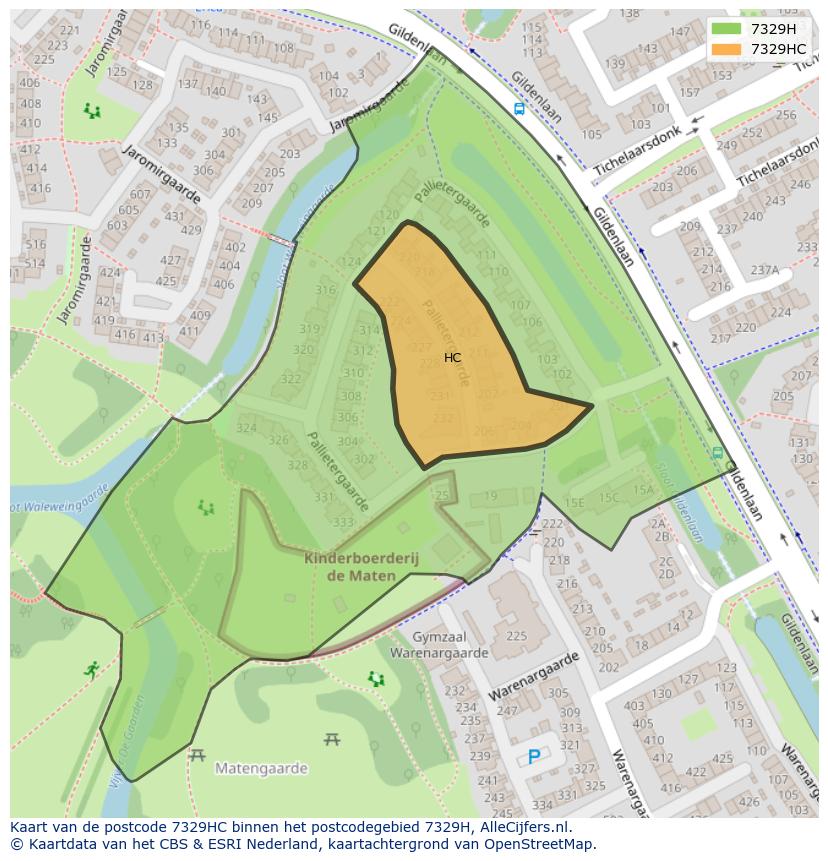 Afbeelding van het postcodegebied 7329 HC op de kaart.