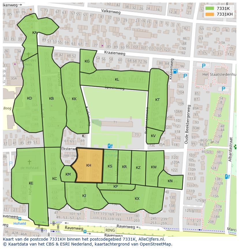 Afbeelding van het postcodegebied 7331 KH op de kaart.