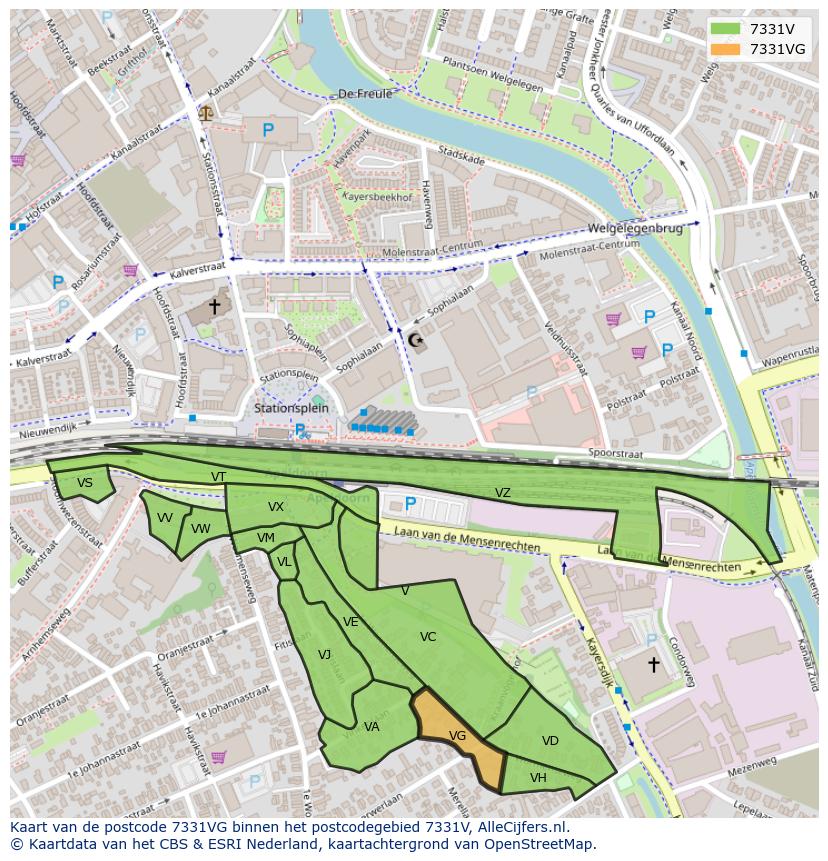 Afbeelding van het postcodegebied 7331 VG op de kaart.