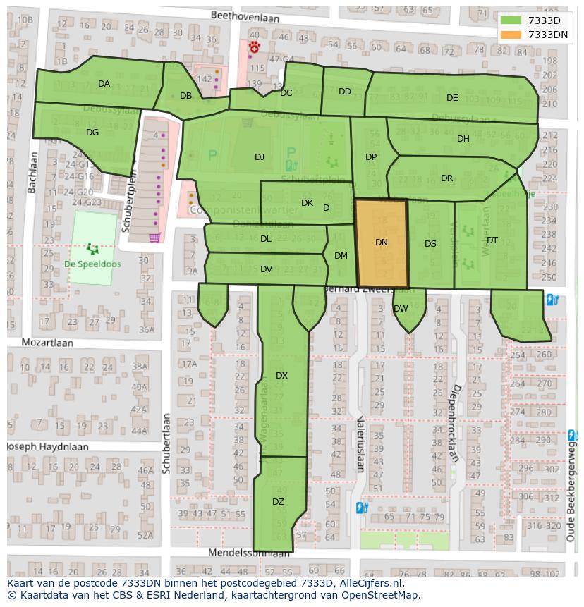Afbeelding van het postcodegebied 7333 DN op de kaart.