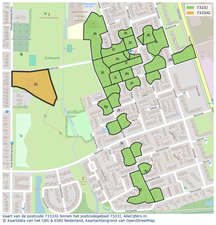 Afbeelding van het postcodegebied 7333 JG op de kaart.
