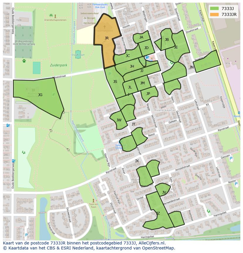 Afbeelding van het postcodegebied 7333 JR op de kaart.