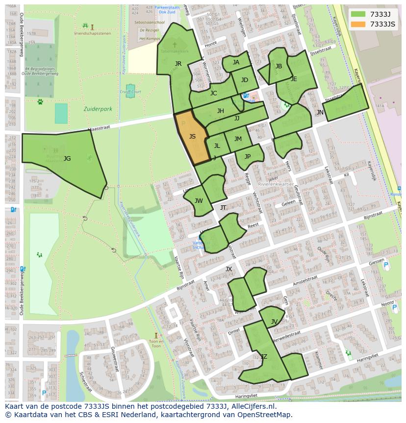 Afbeelding van het postcodegebied 7333 JS op de kaart.