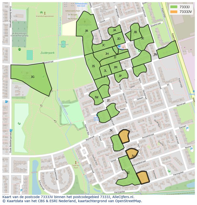 Afbeelding van het postcodegebied 7333 JV op de kaart.