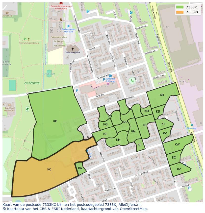 Afbeelding van het postcodegebied 7333 KC op de kaart.
