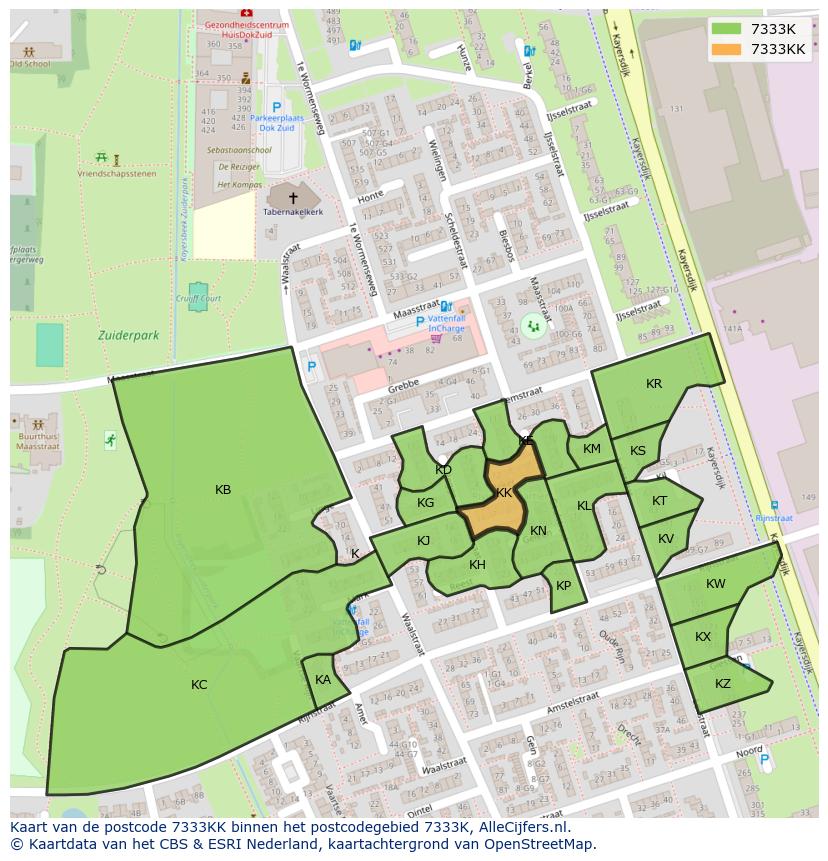 Afbeelding van het postcodegebied 7333 KK op de kaart.