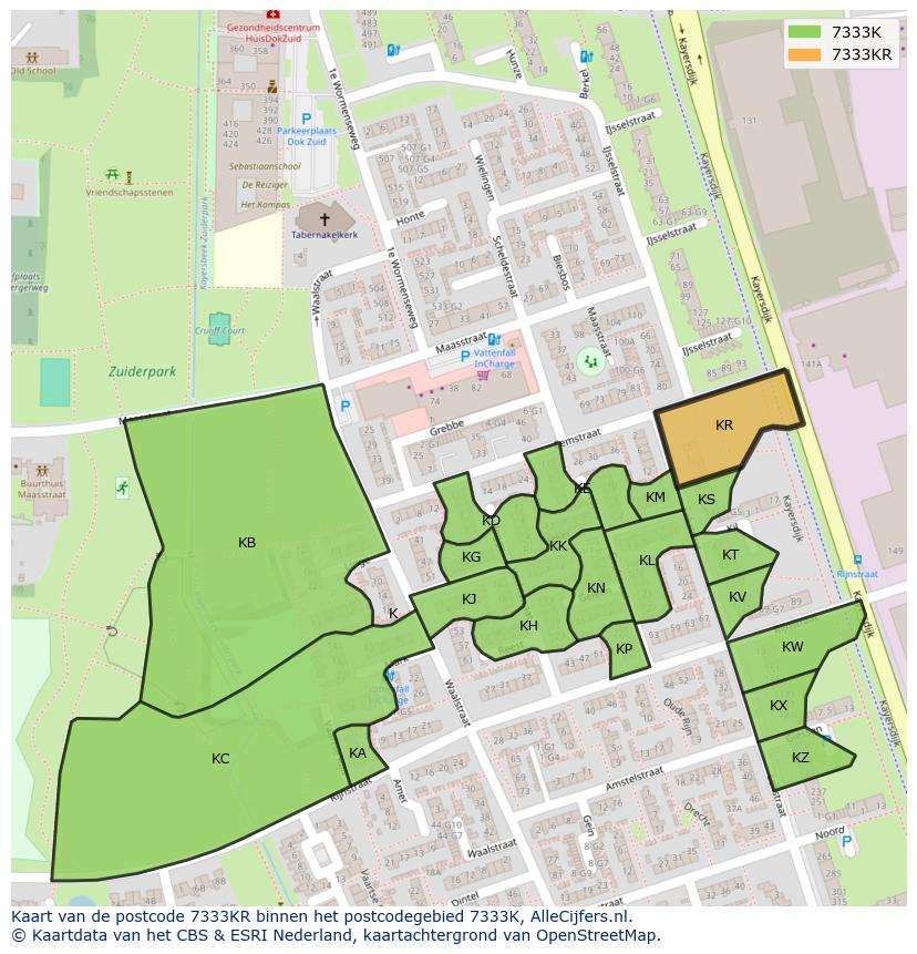 Afbeelding van het postcodegebied 7333 KR op de kaart.