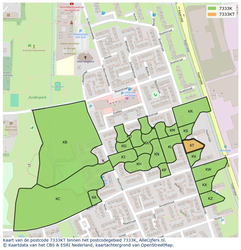 Afbeelding van het postcodegebied 7333 KT op de kaart.