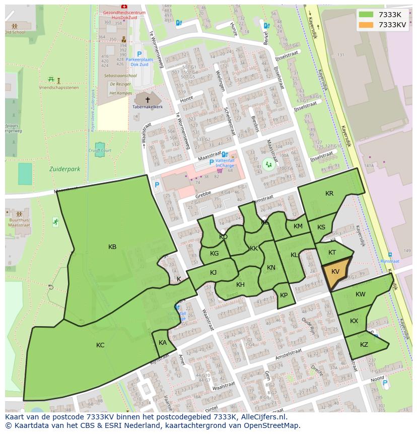 Afbeelding van het postcodegebied 7333 KV op de kaart.