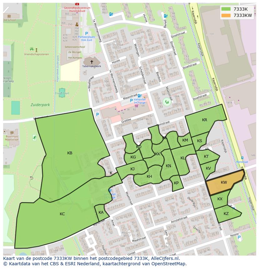 Afbeelding van het postcodegebied 7333 KW op de kaart.