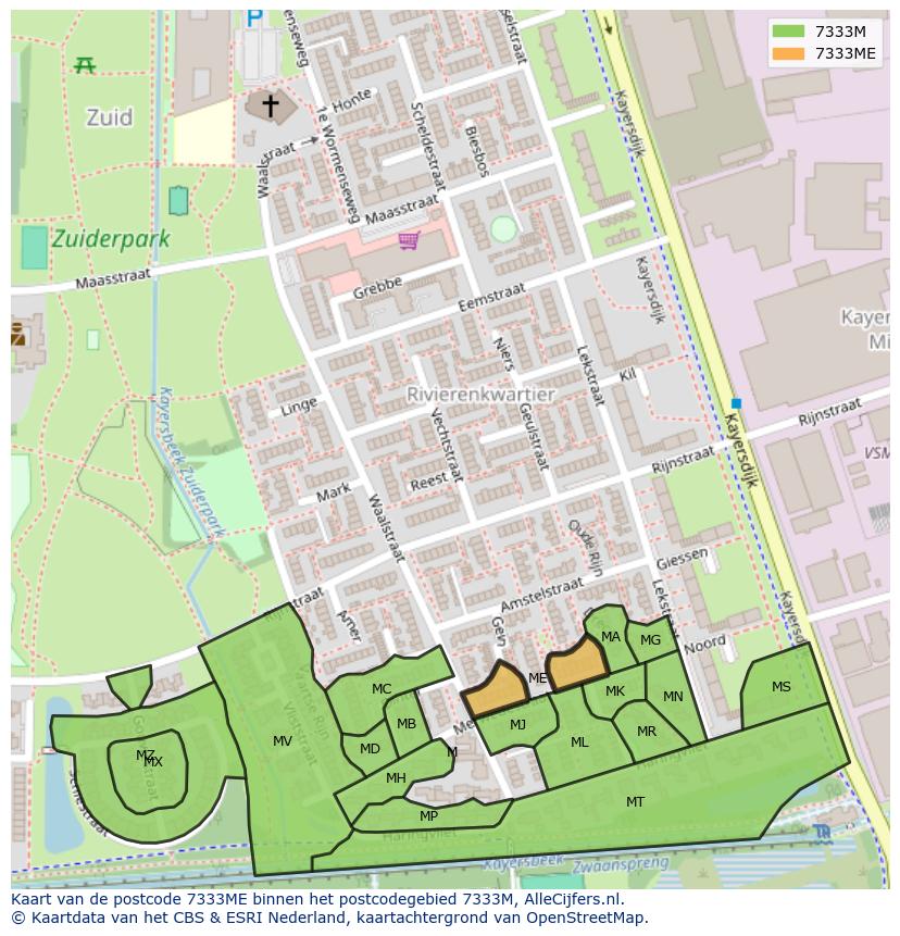 Afbeelding van het postcodegebied 7333 ME op de kaart.