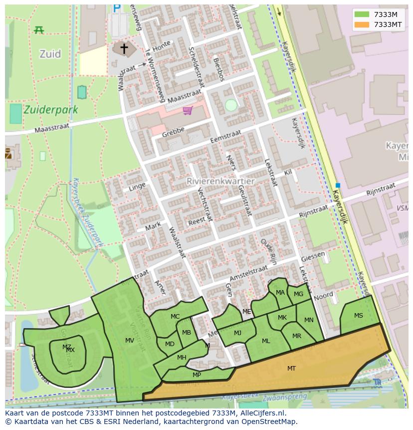 Afbeelding van het postcodegebied 7333 MT op de kaart.