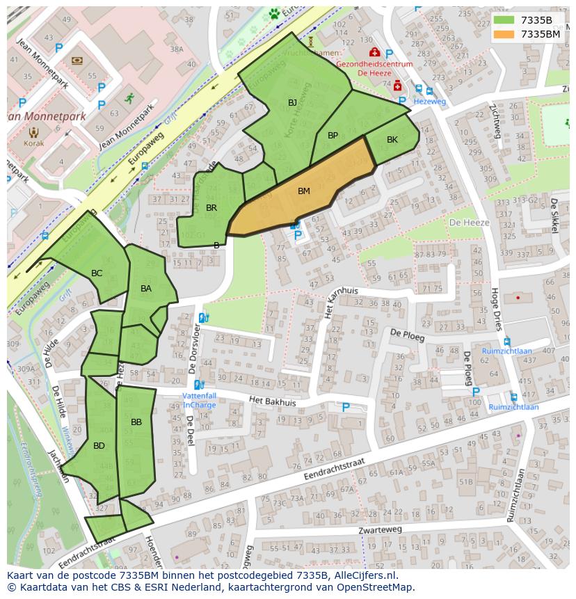 Afbeelding van het postcodegebied 7335 BM op de kaart.