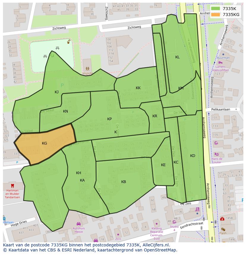 Afbeelding van het postcodegebied 7335 KG op de kaart.