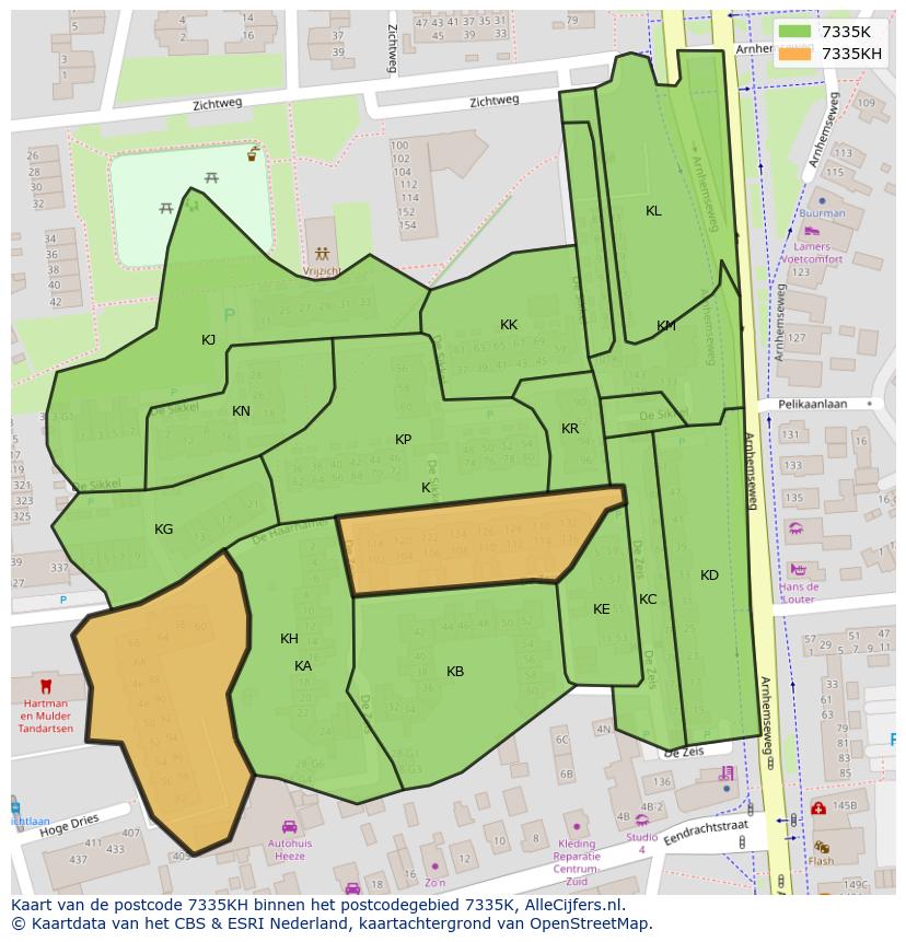 Afbeelding van het postcodegebied 7335 KH op de kaart.