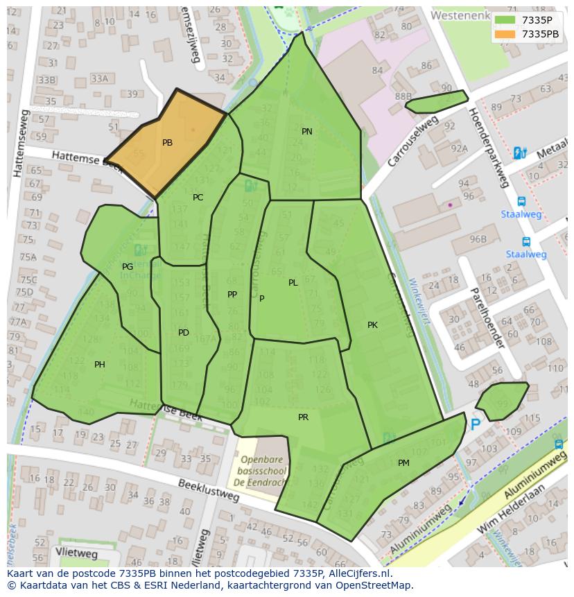 Afbeelding van het postcodegebied 7335 PB op de kaart.