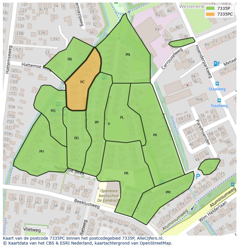 Afbeelding van het postcodegebied 7335 PC op de kaart.
