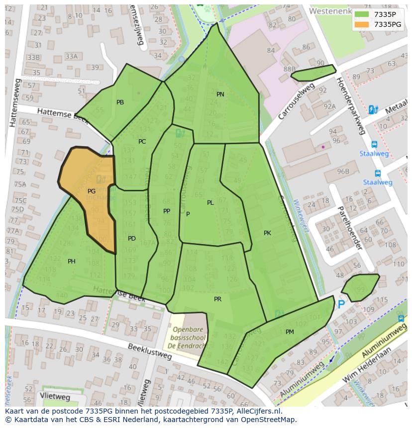 Afbeelding van het postcodegebied 7335 PG op de kaart.