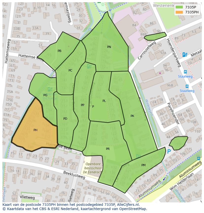 Afbeelding van het postcodegebied 7335 PH op de kaart.