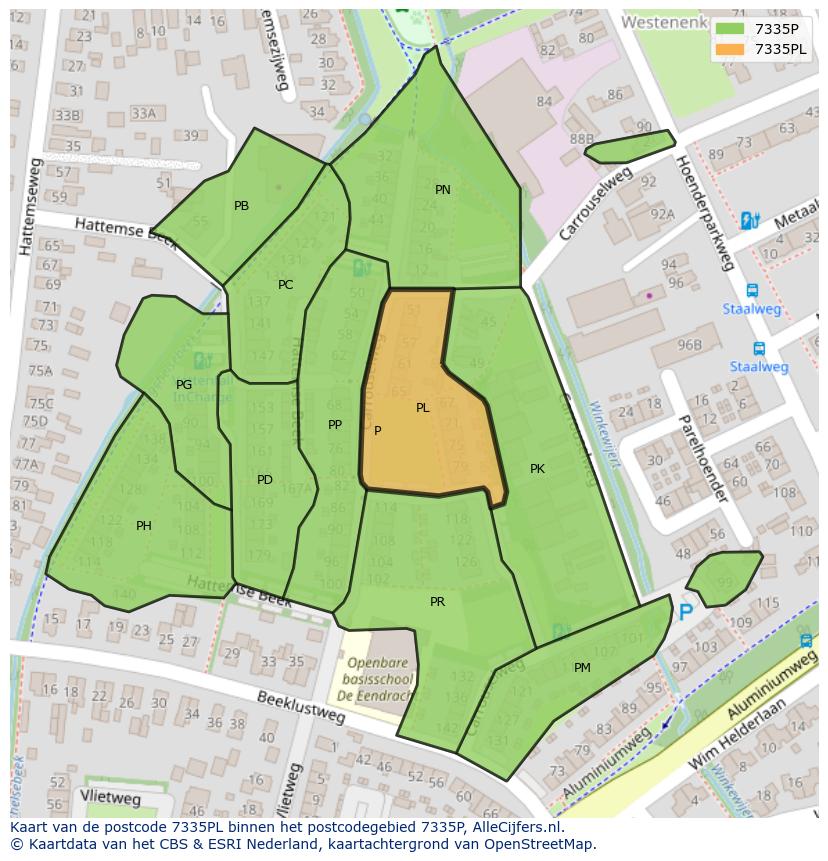 Afbeelding van het postcodegebied 7335 PL op de kaart.