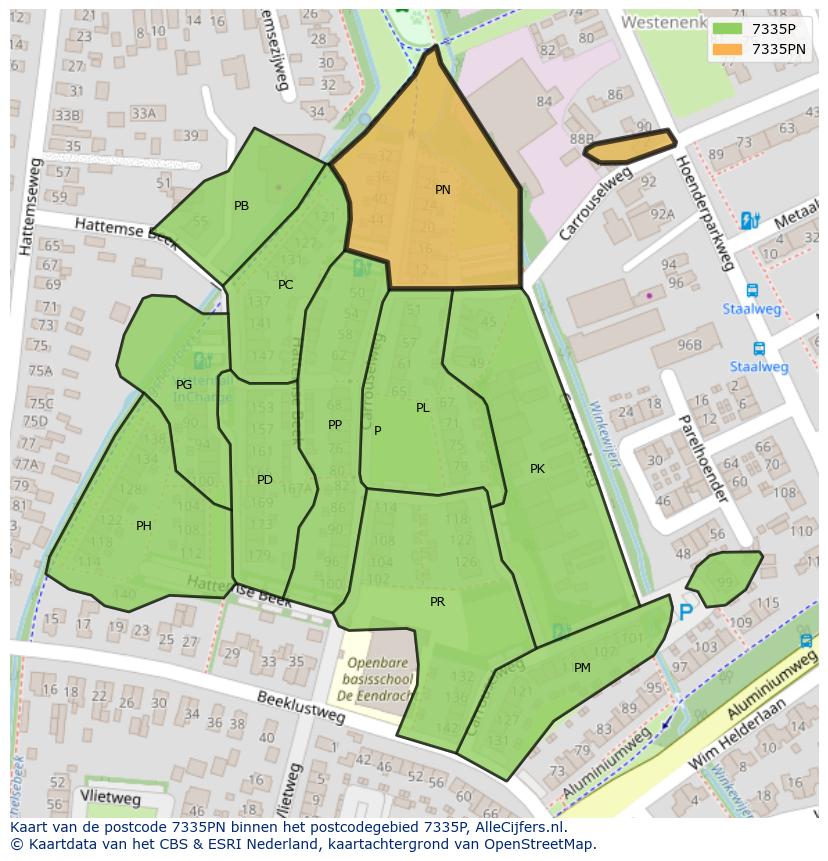 Afbeelding van het postcodegebied 7335 PN op de kaart.