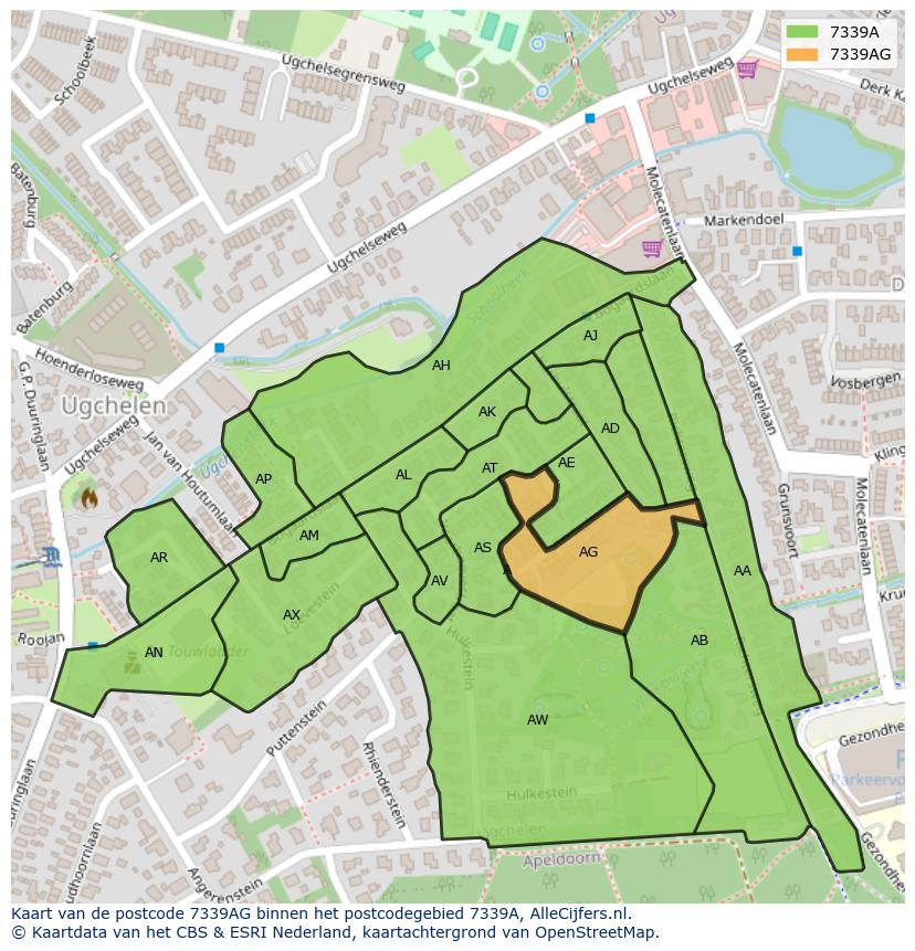 Afbeelding van het postcodegebied 7339 AG op de kaart.