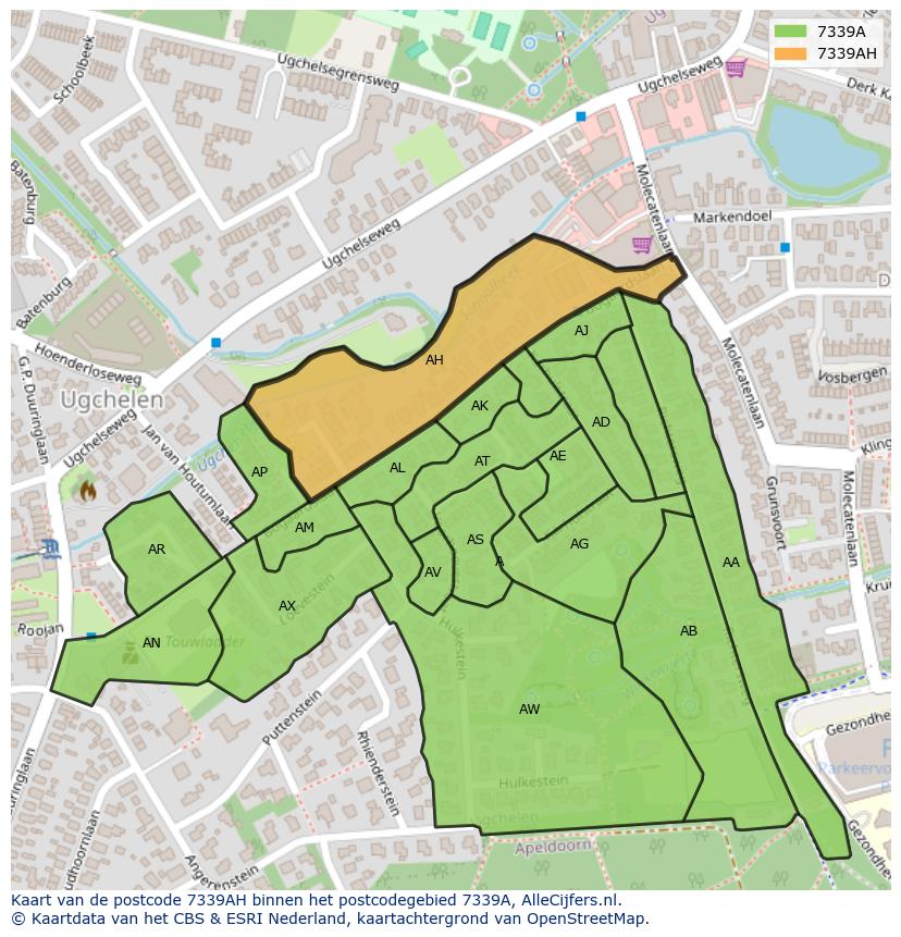 Afbeelding van het postcodegebied 7339 AH op de kaart.