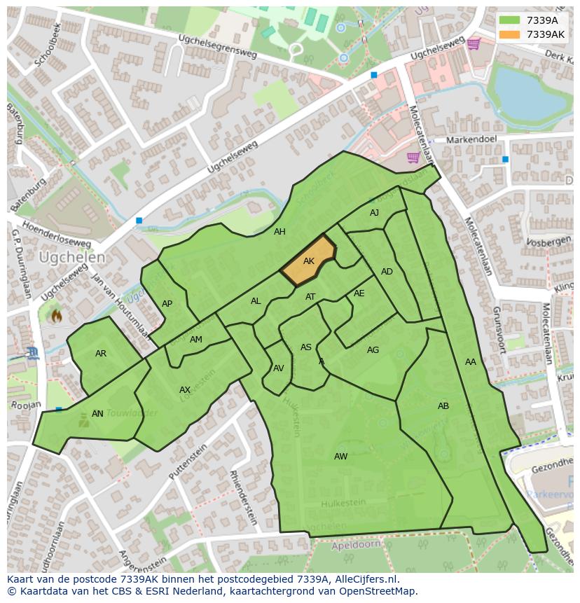 Afbeelding van het postcodegebied 7339 AK op de kaart.