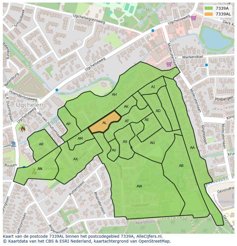 Afbeelding van het postcodegebied 7339 AL op de kaart.