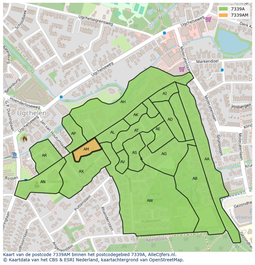 Afbeelding van het postcodegebied 7339 AM op de kaart.