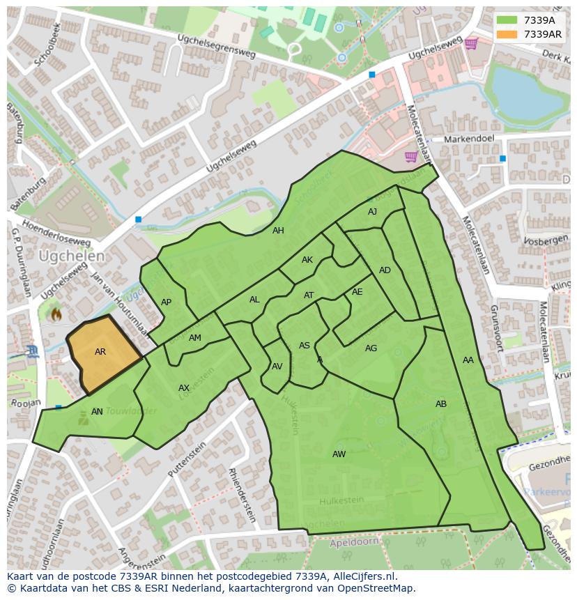 Afbeelding van het postcodegebied 7339 AR op de kaart.