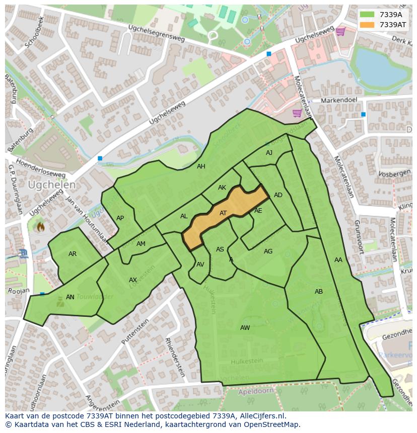 Afbeelding van het postcodegebied 7339 AT op de kaart.
