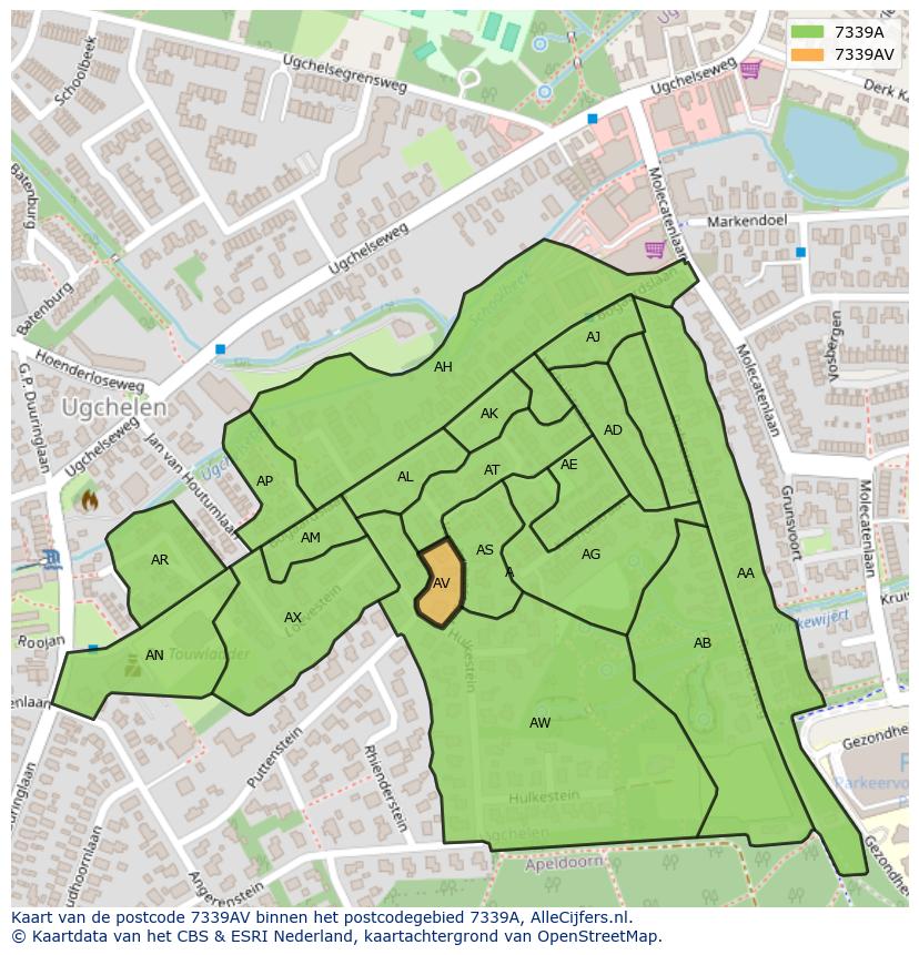 Afbeelding van het postcodegebied 7339 AV op de kaart.