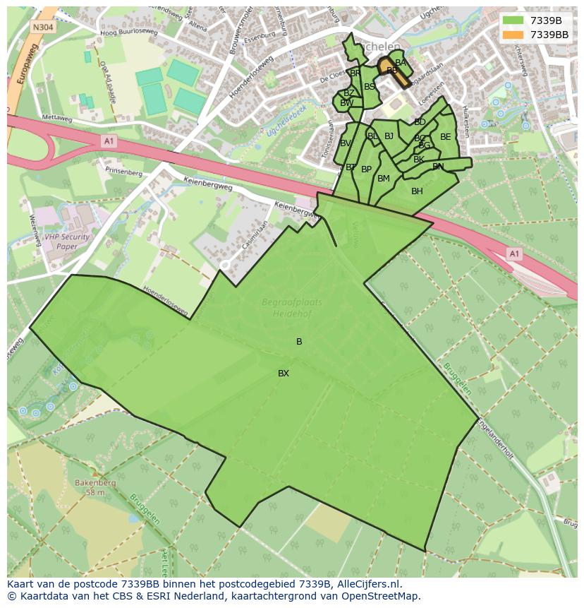 Afbeelding van het postcodegebied 7339 BB op de kaart.