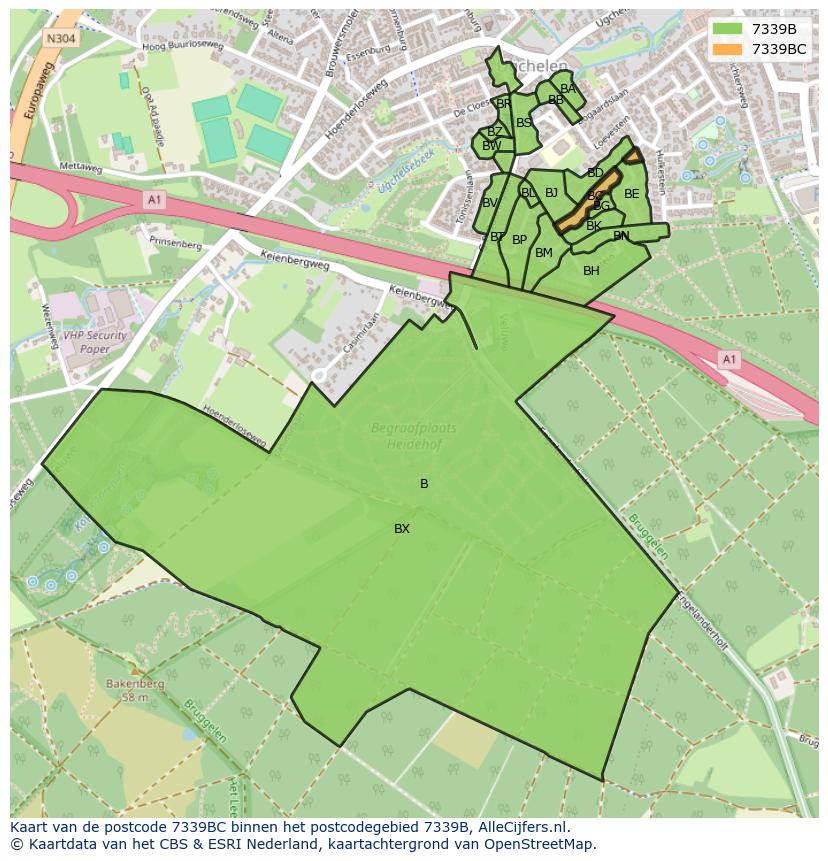 Afbeelding van het postcodegebied 7339 BC op de kaart.