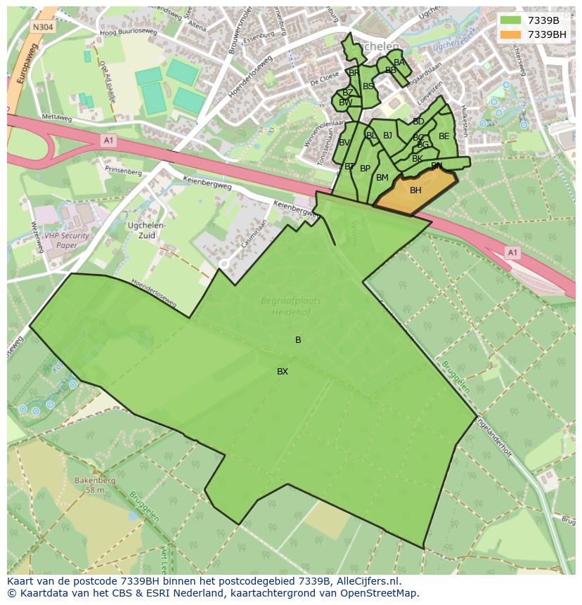 Afbeelding van het postcodegebied 7339 BH op de kaart.