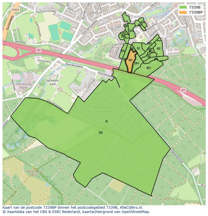 Afbeelding van het postcodegebied 7339 BP op de kaart.