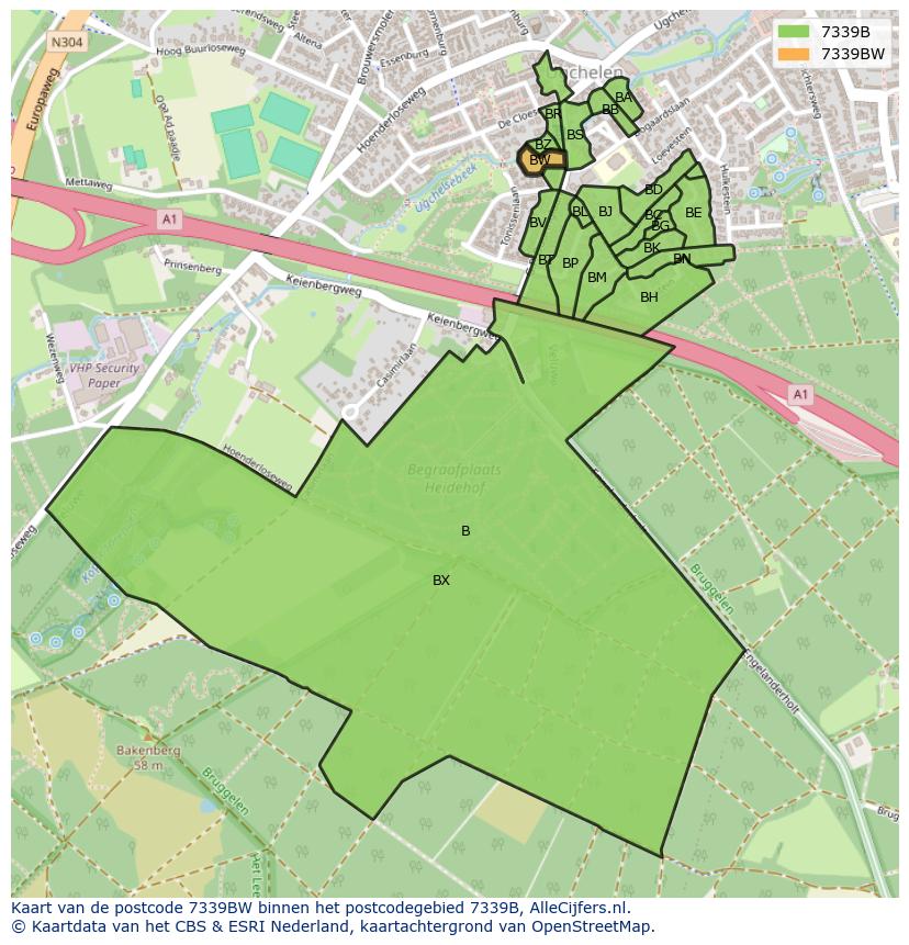 Afbeelding van het postcodegebied 7339 BW op de kaart.