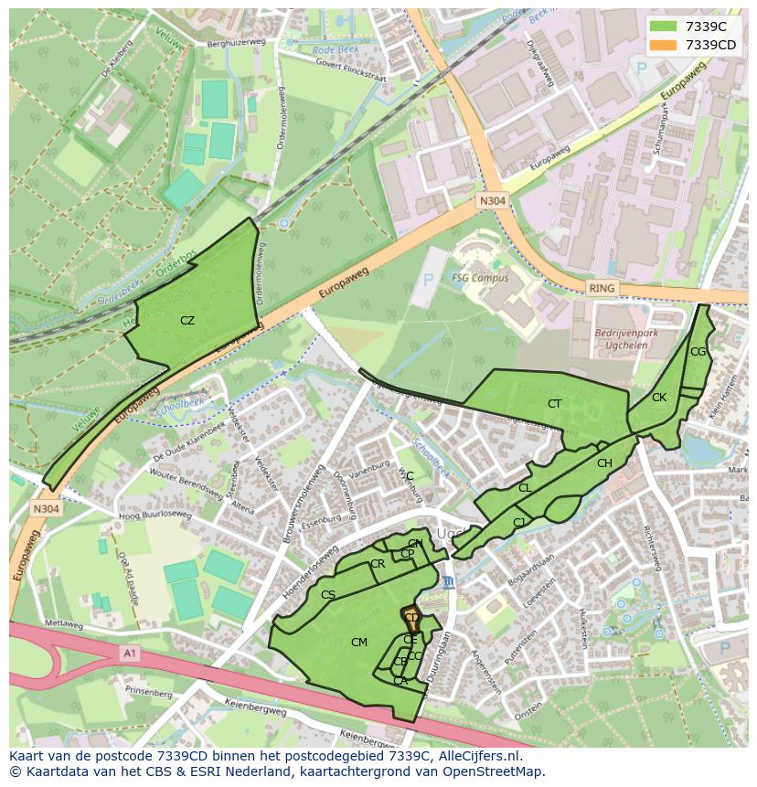 Afbeelding van het postcodegebied 7339 CD op de kaart.