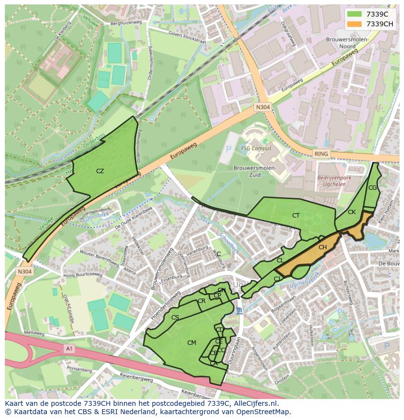 Afbeelding van het postcodegebied 7339 CH op de kaart.