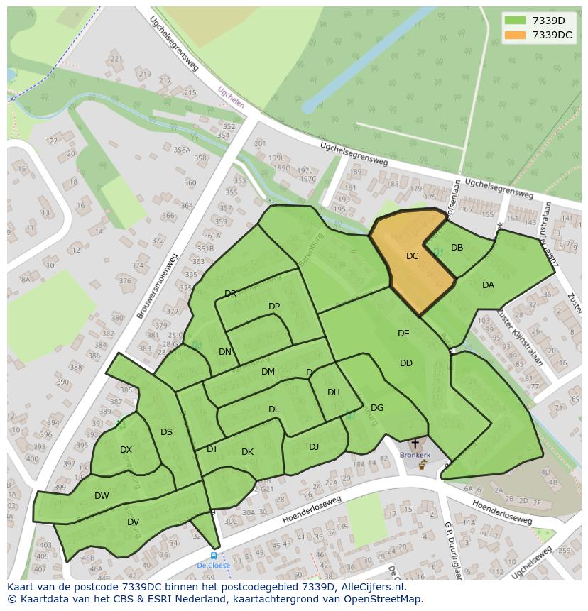 Afbeelding van het postcodegebied 7339 DC op de kaart.
