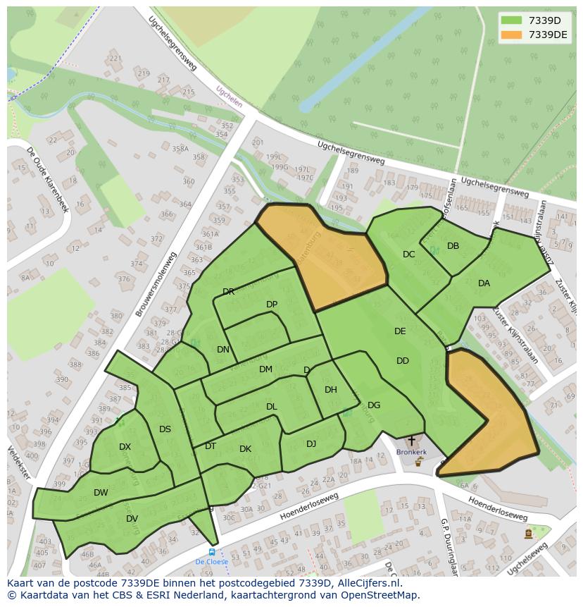 Afbeelding van het postcodegebied 7339 DE op de kaart.