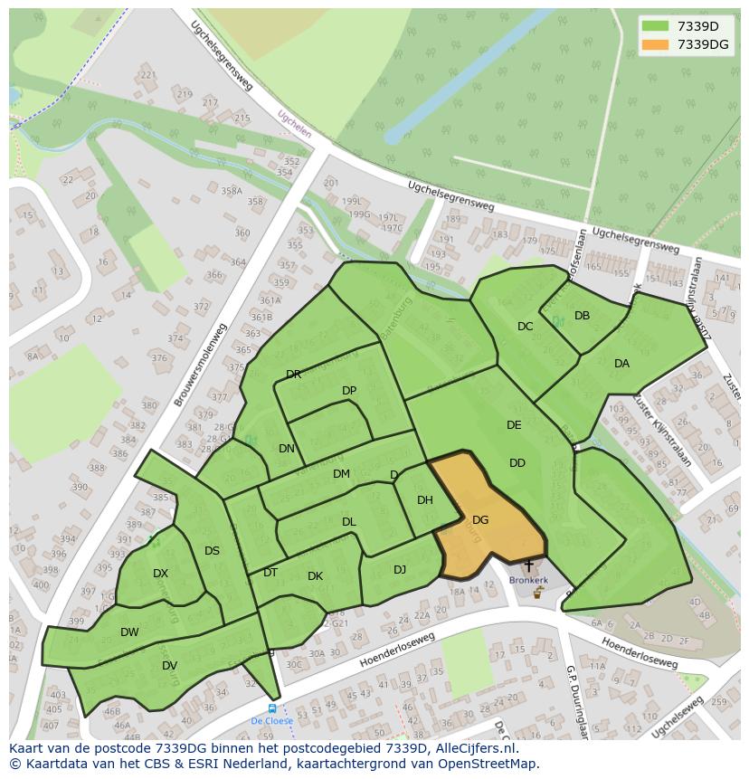 Afbeelding van het postcodegebied 7339 DG op de kaart.