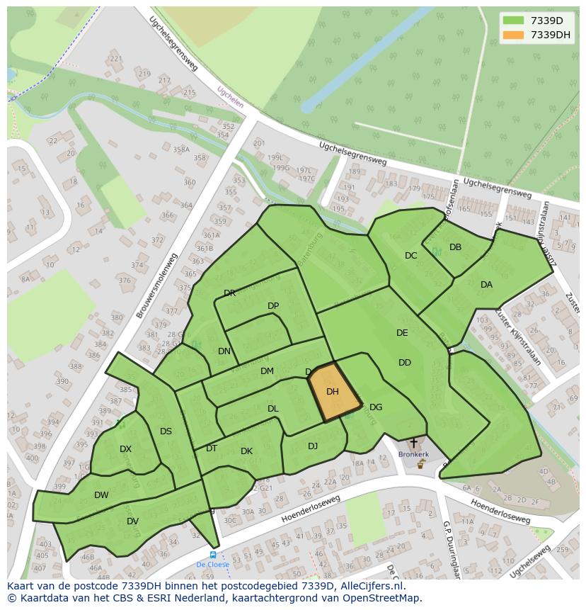 Afbeelding van het postcodegebied 7339 DH op de kaart.
