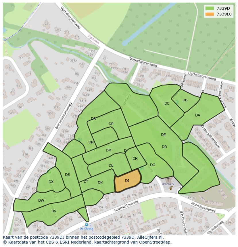 Afbeelding van het postcodegebied 7339 DJ op de kaart.